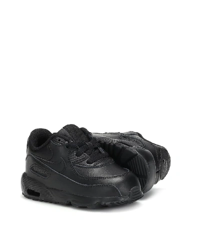 Shop Nike Air Max 90 Leather Sneakers In Black