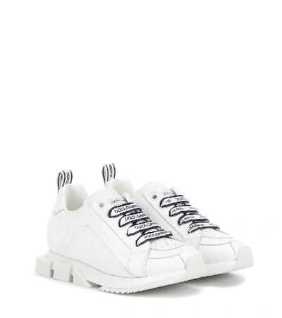 Shop Dolce & Gabbana Super King Leather Sneakers In White