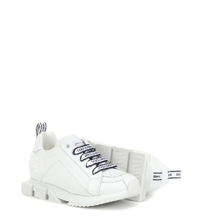 Shop Dolce & Gabbana Super King Leather Sneakers In White