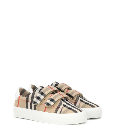 Shop Burberry Markham Vintage Check Sneakers In Beige