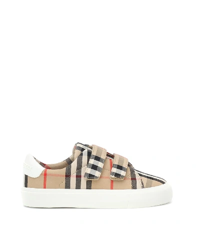 Shop Burberry Markham Vintage Check Sneakers In Beige