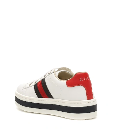 Shop Gucci Ace Leather Platform Sneakers In White