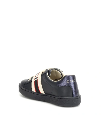 Shop Gucci Ace Leather Sneakers In Blue