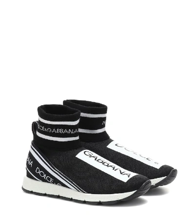 Shop Dolce & Gabbana Knitted Sock Sneakers In Black