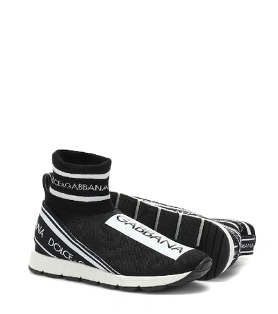 Shop Dolce & Gabbana Knitted Sock Sneakers In Black