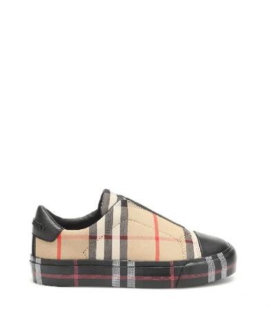 Shop Burberry Vintage Check Canvas Sneakers In Beige