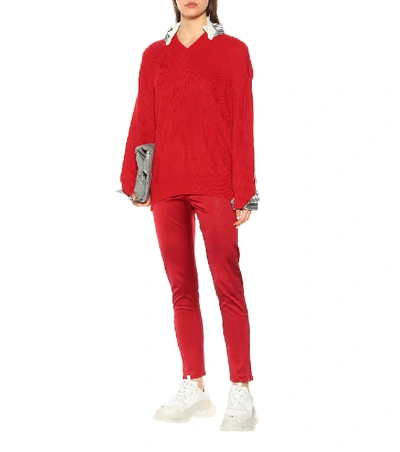Shop Undercover Cotton-blend High-rise Pants In Red