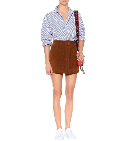 Shop Polo Ralph Lauren Suede Miniskirt In Brown