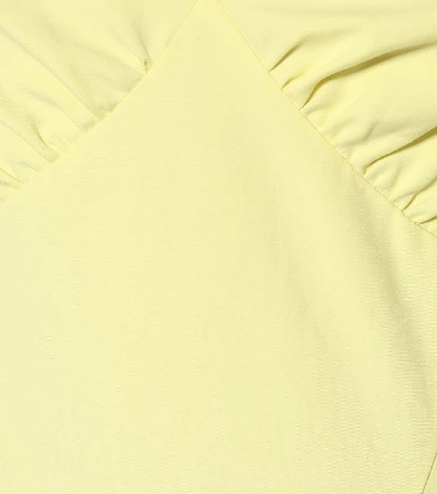 Shop Rosie Assoulin One-shoulder Cotton Midi Dress In Yellow