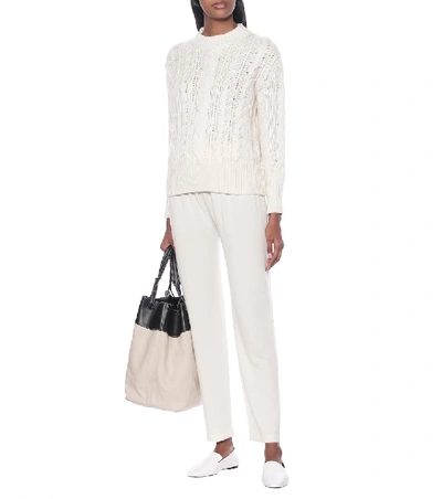 Shop Agnona Cashmere Trackpants In White