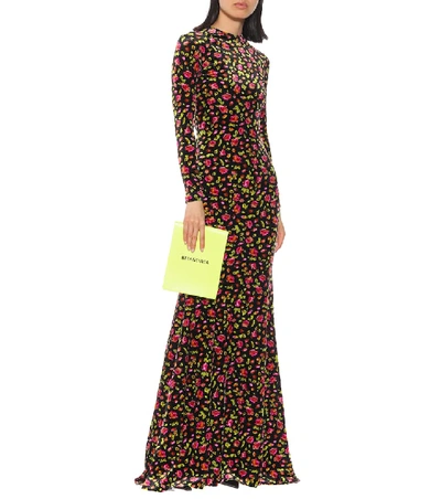 Shop Balenciaga Floral Velvet Maxi Dress In Black