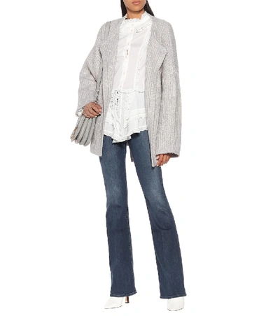 Shop See By Chloé Cotton And Wool-blend Cardigan In Grey