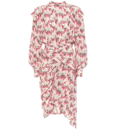 Shop Isabel Marant Rieti Printed Stretch-silk Dress In Pink