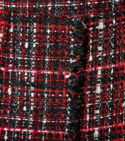 Shop Alexander Mcqueen Tweed Midi Dress In Red