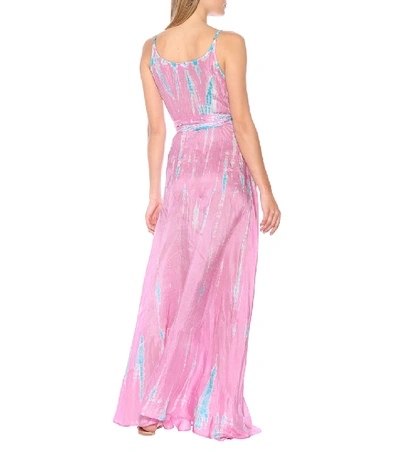 Shop Anna Kosturova Tie-dye Silk Maxi Dress In Purple