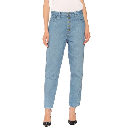 Shop J Brand Heather High-rise Straight Jeans In Blue