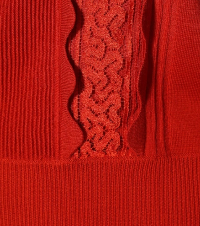 Shop Chloé Lace-trimmed Wool Sweater In Orange