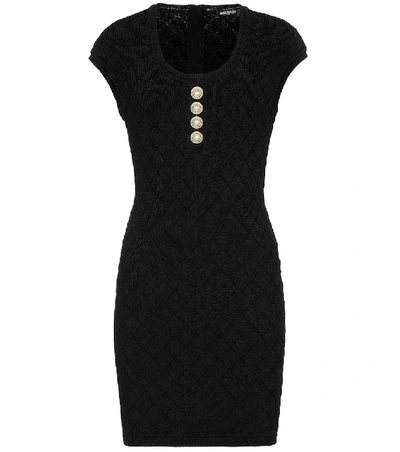 Shop Balmain Stretch Knit Minidress In Black