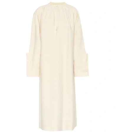 Shop Jil Sander Wool And Silk Blend Dress In Beige