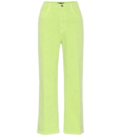 Shop J Brand Joan High-rise Wide-leg Jeans In Green