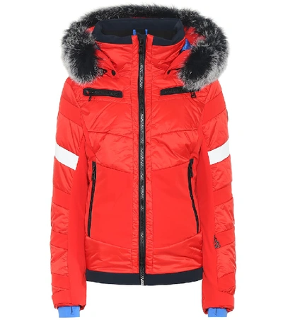 Shop Toni Sailer Luna Fur-trimmed Ski Jacket In Red