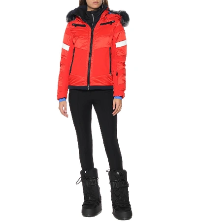 Shop Toni Sailer Luna Fur-trimmed Ski Jacket In Red