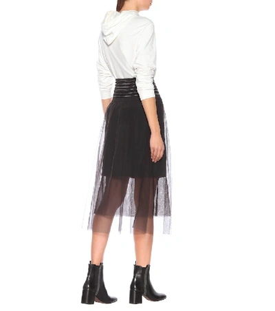 Shop Brunello Cucinelli Tulle Midi Skirt In Black