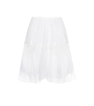 Shop Chloé Cotton Lace Skirt In White