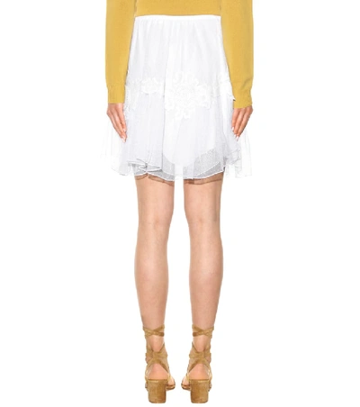 Shop Chloé Cotton Lace Skirt In White