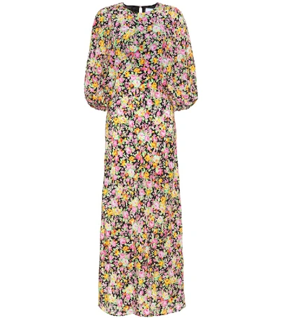 Shop Les Rêveries Floral Silk Maxi Dress In Multicoloured