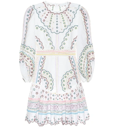 Shop Zimmermann Peggy Linen-blend Dress In White