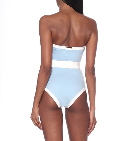 Shop Alexandra Miro Whitney Belted One-piece Swimsuit In Blue