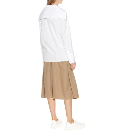 Shop Jil Sander Sailor Collar Cotton Shirt In White