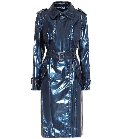 Marc Jacobs Belted Metallic Vinyl Trench Coat In Blue | ModeSens