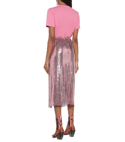 Shop Rabanne High-rise Mesh Midi Skirt In Pink