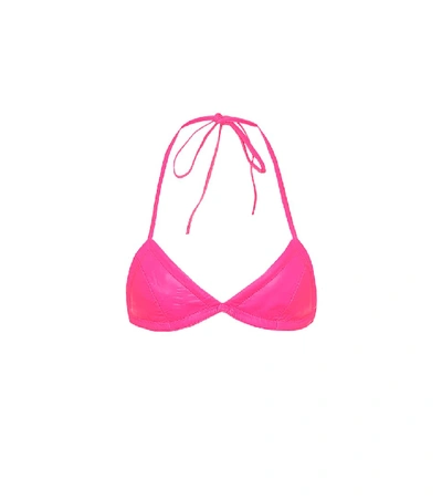 Shop Off-white Leather Bra In Pink