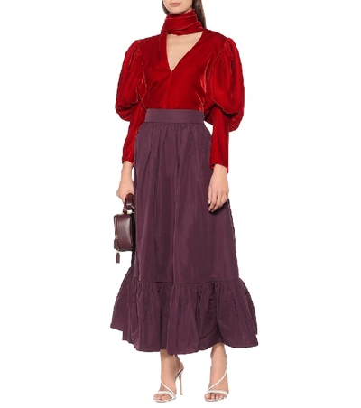 Shop Valentino Cotton-blend Twill Skirt In Purple