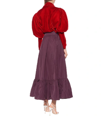 Shop Valentino Cotton-blend Twill Skirt In Purple
