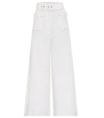 Shop Zimmermann Super Eight Safari Linen Pants In White