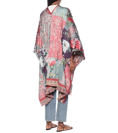 Shop Etro Printed Poncho In Multicoloured