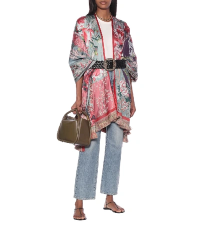 Shop Etro Printed Poncho In Multicoloured