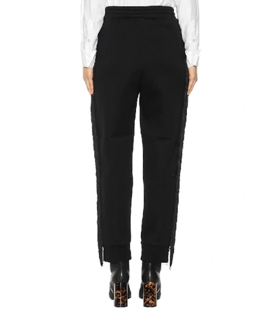 Shop Stella Mccartney Fringe Cotton-blend Trousers In Black