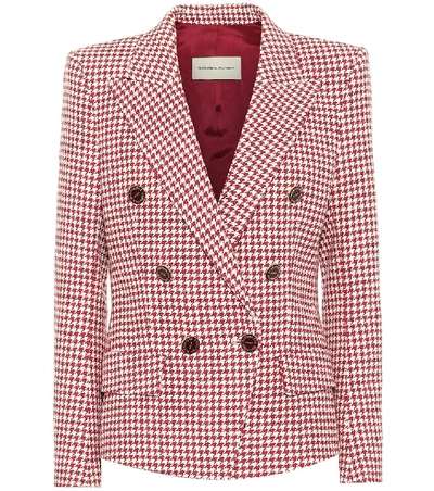 Shop Alexandre Vauthier Houndstooth Cotton-blend Blazer In Red