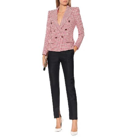 Shop Alexandre Vauthier Houndstooth Cotton-blend Blazer In Red