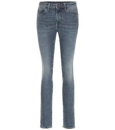 Shop Saint Laurent Mid-rise Skinny Jeans In Blue