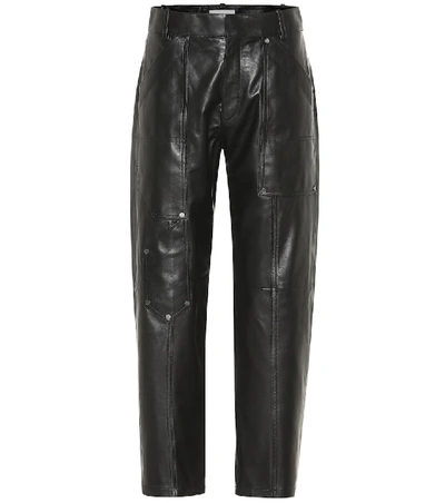 Shop Chloé High-rise Cropped Leather Pants In Black