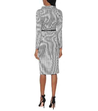 Shop Max Mara Jimmy Checked Off-the-shoulder Dress In Grey