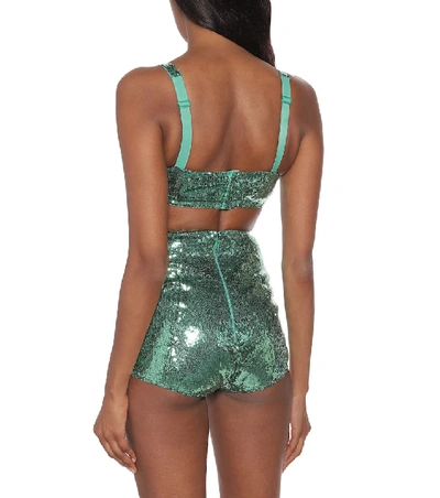 Shop Dolce & Gabbana Sequined Bustier In Green