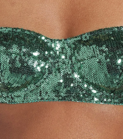 Shop Dolce & Gabbana Sequined Bustier In Green