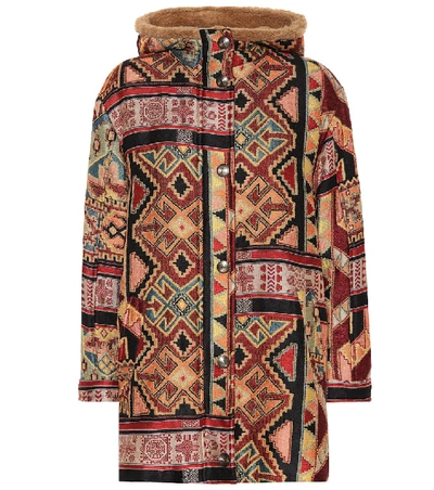 Shop Etro Jacquard Coat In Multicoloured